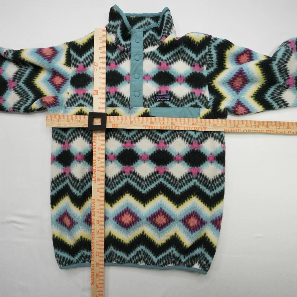 PATAGONIA Synchilla Snap-T Timber Twist Pullover‎ Girl's Size Large 12 Vtg